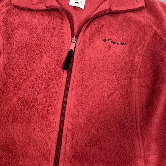 Columbia Fleece Jacket Womens Large Red Full Zip Soft Warm Outdoor Hiking - Picture 3 of 12